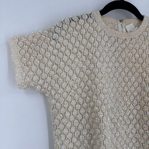 Vintage Handmade Wool Sequin Encrusted Cavanagh’s Off White Sweater Size S Party - Picture 3 of 13
